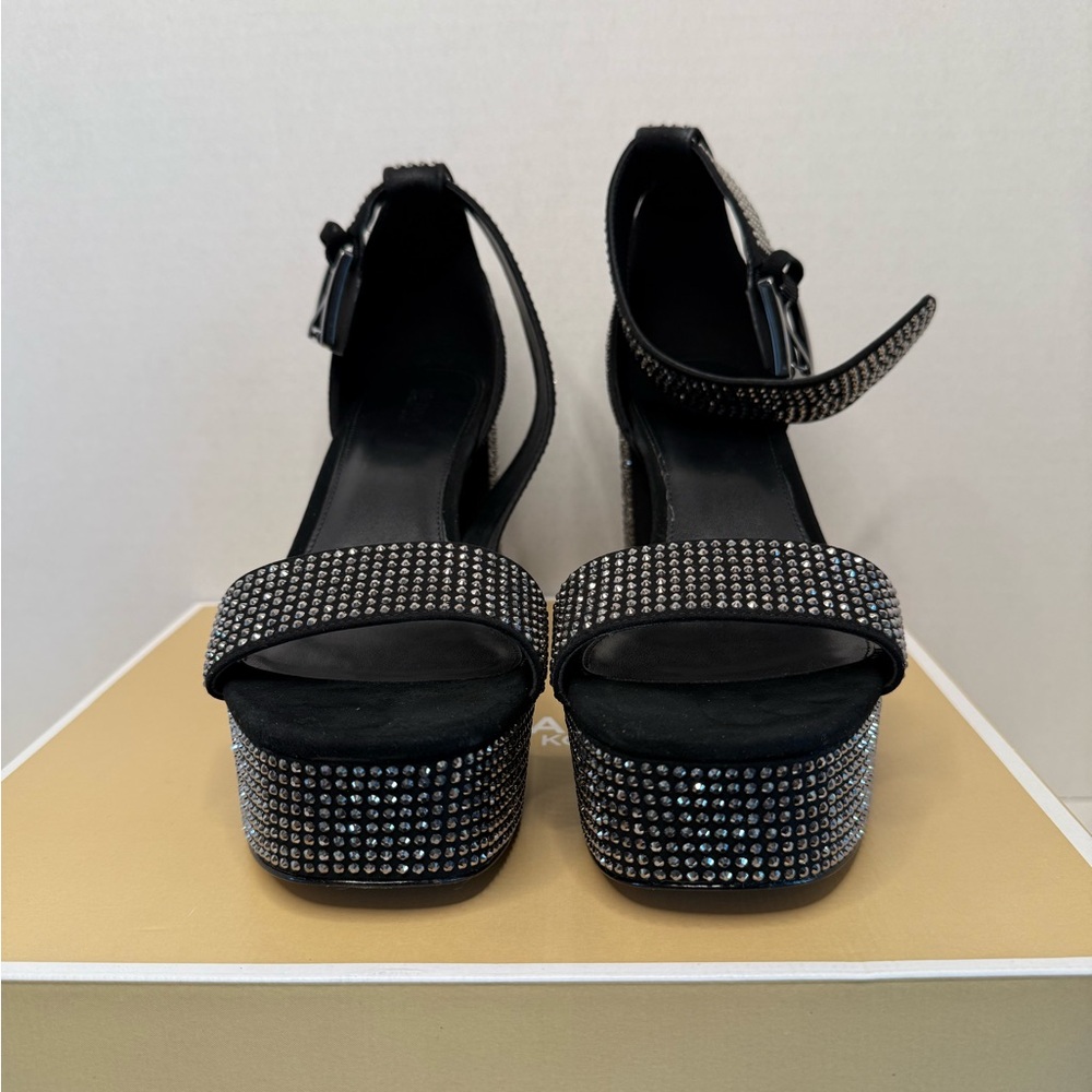 Michael Kors Elegant Black and Silver Women's Platform Heels - Picture 2 of 13